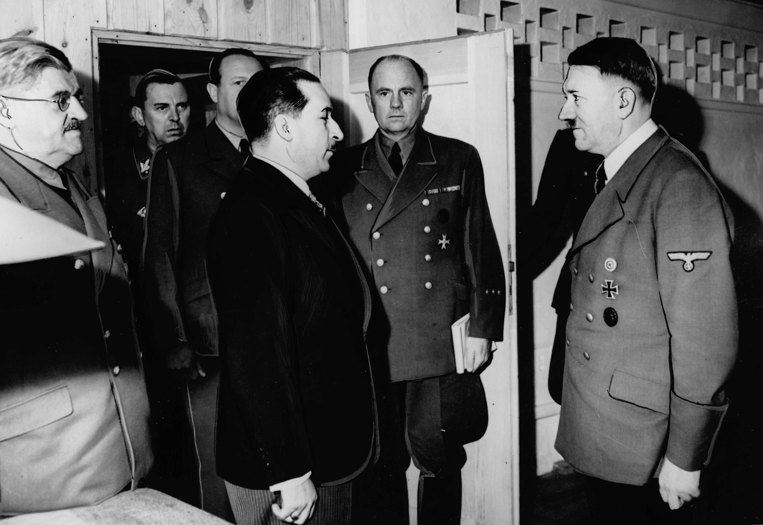 Adolf Hitler receives Bulgar ambassador Parwan Draganov in Führerhauptquartier Werwolf